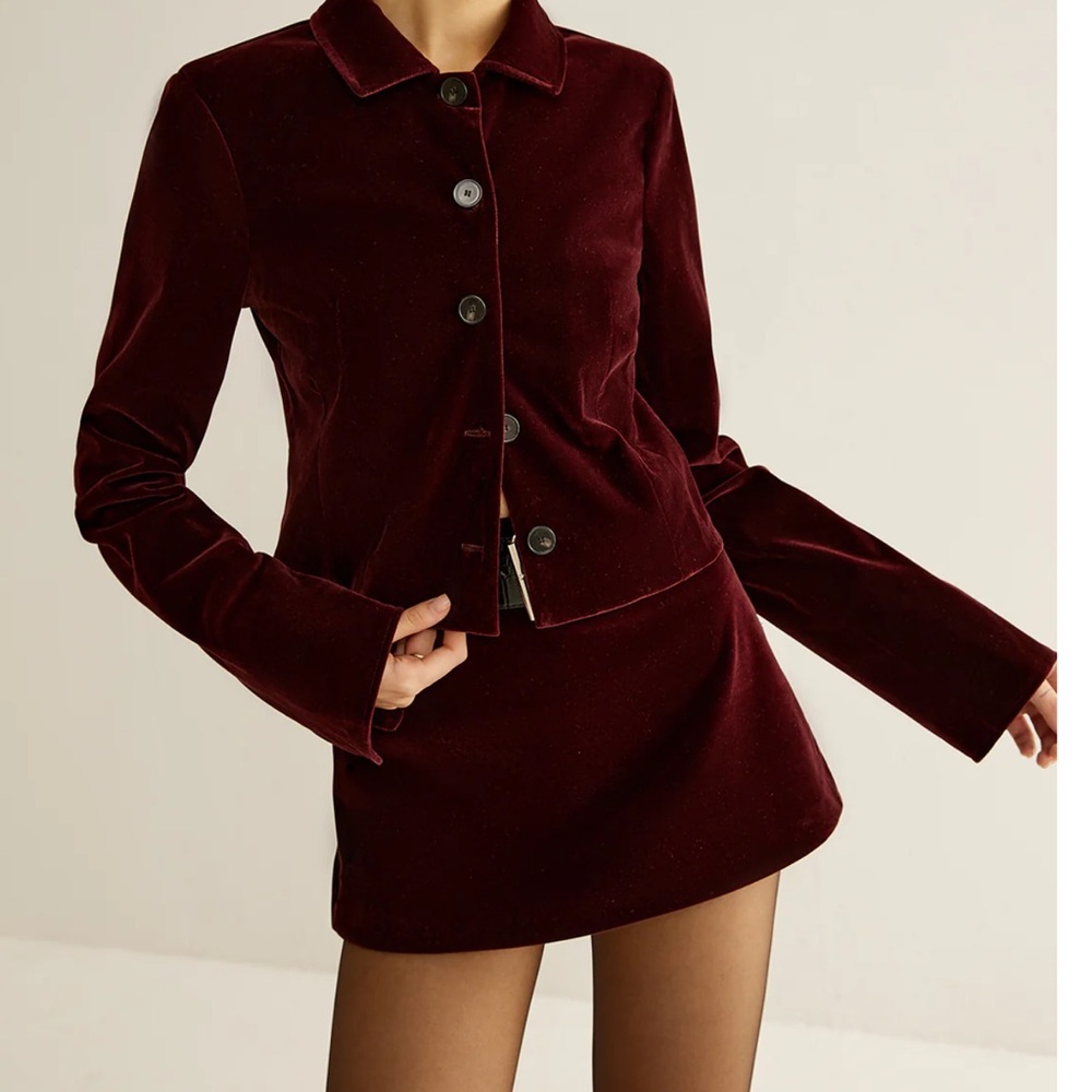 NWT Commense Velvet Burgundy Jacket